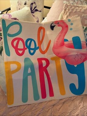 Pool Party Decorative Canvas Tote Bag - Pink Flamingo